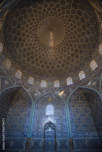 Inside Dome of Sheikh Lotfallah Mosque  Isfahan  Iran