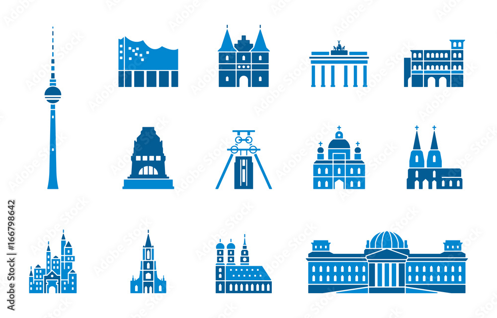 Wahrzeichen von Deutschland - Iconset (in Blau)