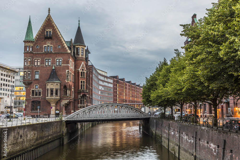 historic Speicherstadt in Hamburg, an UNESCO world heritage site
