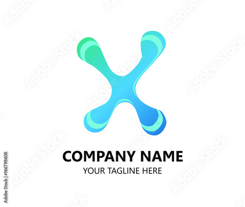 logo letter X blue bright