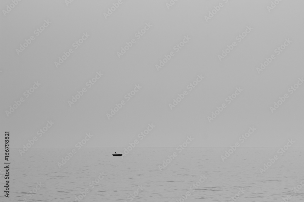 Fishing, minimalistic concept, moody atmosphere
