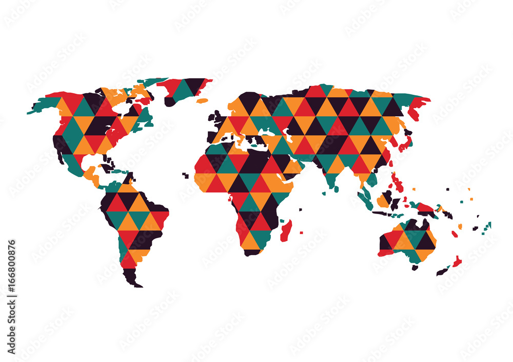 Abstract geometric shapes retro pattern background with Global network connection. World map point and line composition concept of global business. Abstract geometric shapes retro pattern background with Global network connection. World map point and line composition concept of global business.