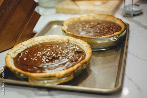 Home made chocolate pudding pie