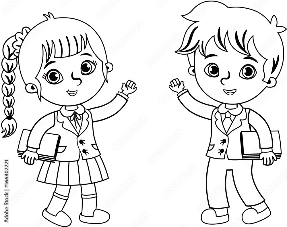 Black and White Cartoon Students (Vector illustration) Stock Vector | Adobe Stock Black and White Cartoon Students (Vector illustration) Stock Vector | Adobe Stock