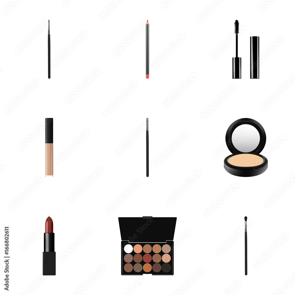 Realistic Eyelashes Ink, Multicolored Palette, Make-Up Product And Other  Vector Elements. Set Of Maquillage Realistic Symbols Also Includes Pencil,  Cosmetic, Makeup Objects. Stock Vector | Adobe Stock