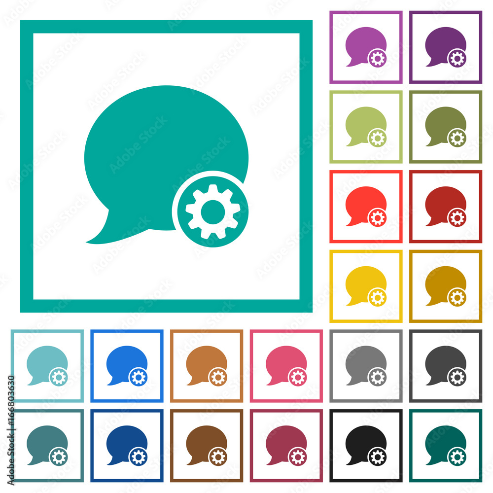 Blog comment settings flat color icons with quadrant frames Blog comment settings flat color icons with quadrant frames