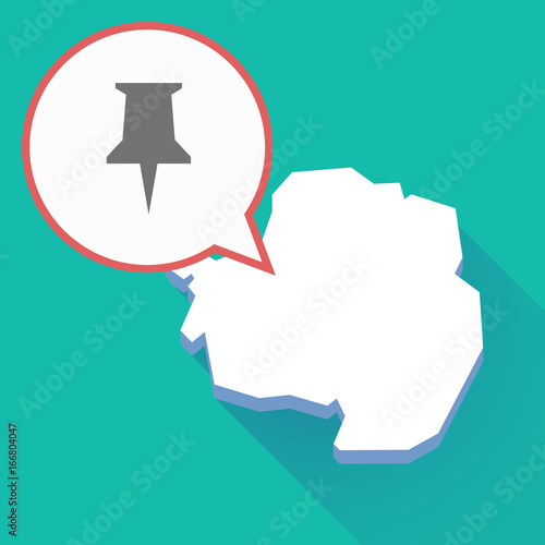 Long shadow Antarctica map with a push pin