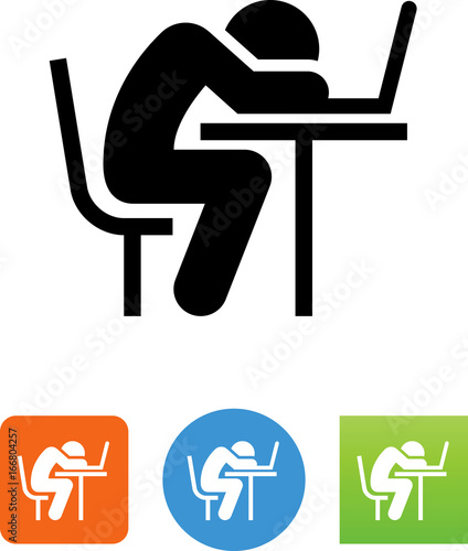 Person Sleeping At Their Desk Icon