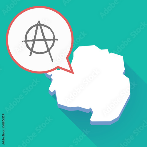 Long shadow Antarctica map with an anarchy sign