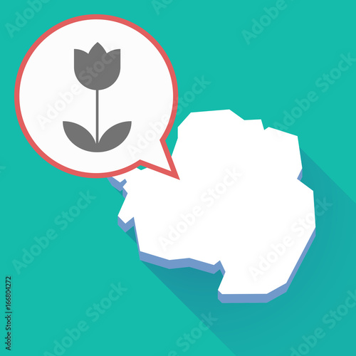 Long shadow Antarctica map with a tulip