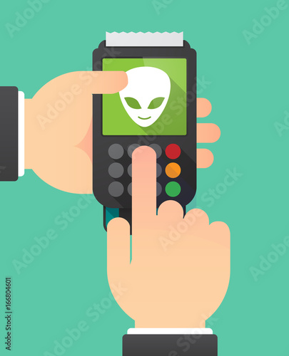 Long shadow dataphone with an alien face