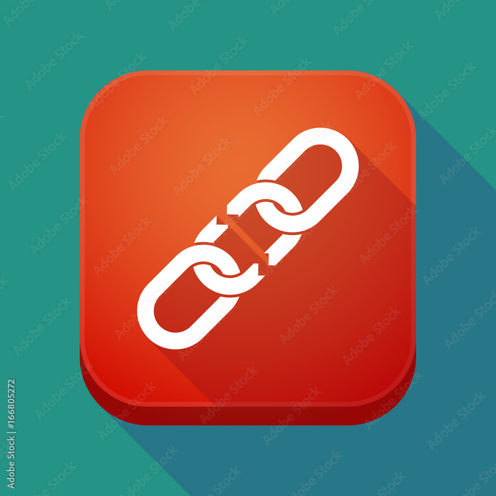 Long shadow app button with a broken chain Long shadow app button with a broken chain