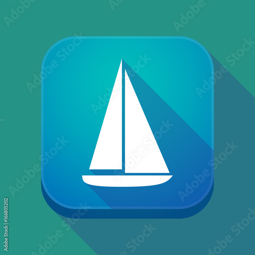 Long shadow app button with a ship