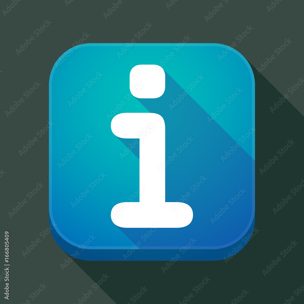 Long shadow app button with an info sign Long shadow app button with an info sign