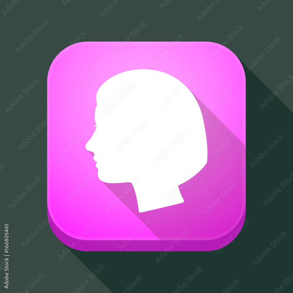 Long shadow app button with a female head Long shadow app button with a female head