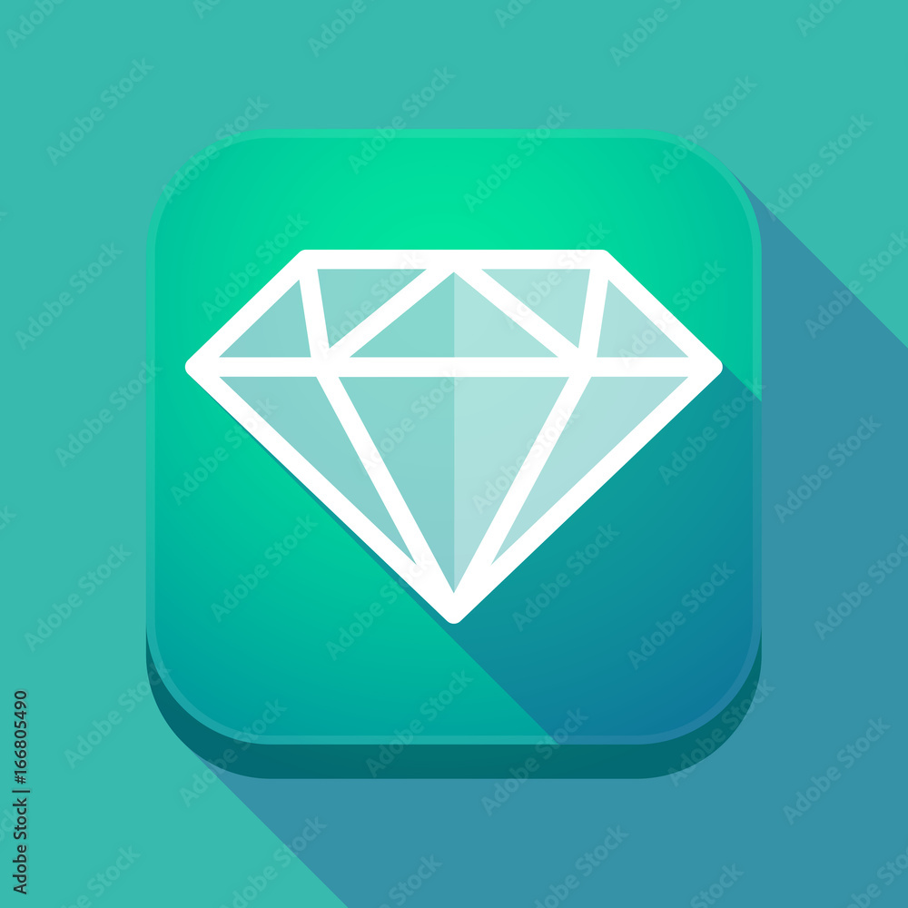 Long shadow app button with a diamond Long shadow app button with a diamond