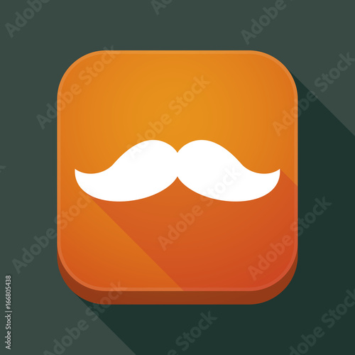 Long shadow app button with a moustache