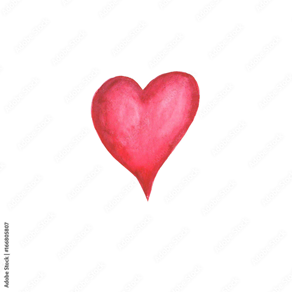 Watercolor volume heart on white background