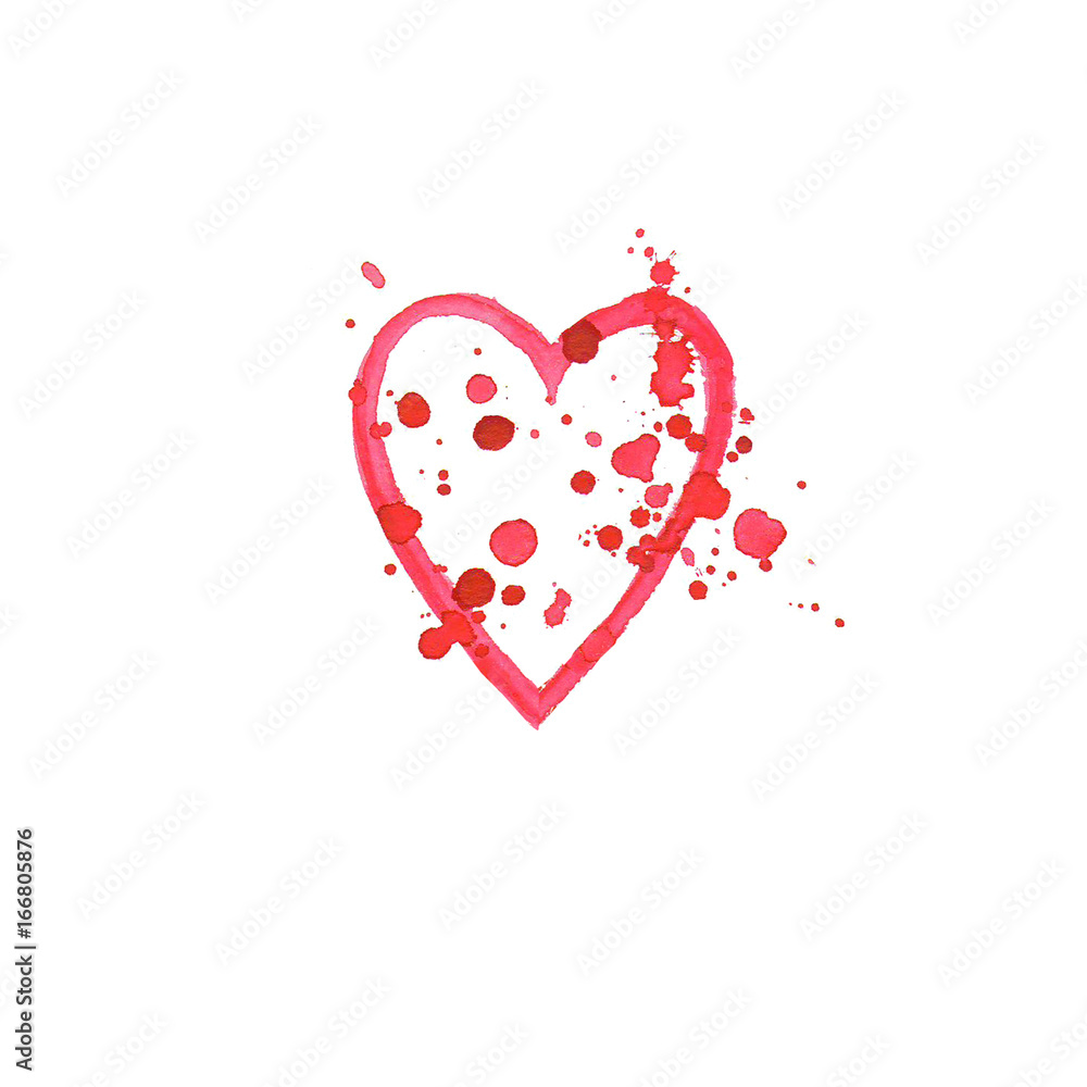 Watercolor heart on white background. Sketch style Watercolor heart on white background. Sketch style
