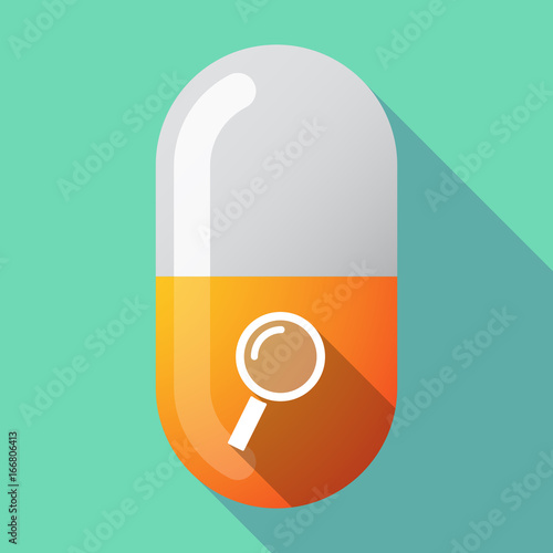 Long shadow pill with a magnifier