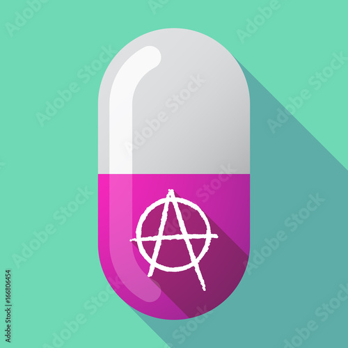 Long shadow pill with an anarchy sign