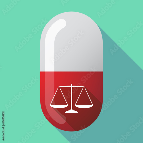Long shadow pill with a justice weight scale sign