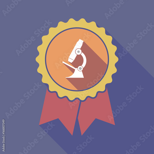 Long shadow badge with  a microscope icon