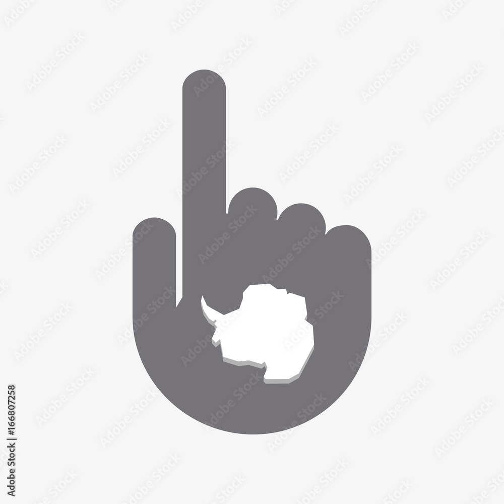 Isolated touching hand with the map of Antarctica Isolated touching hand with the map of Antarctica
