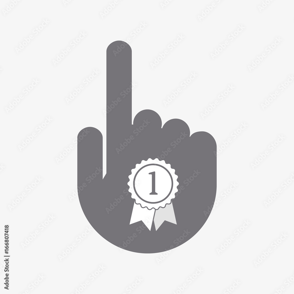 Isolated touching hand with a ribbon award Isolated touching hand with a ribbon award