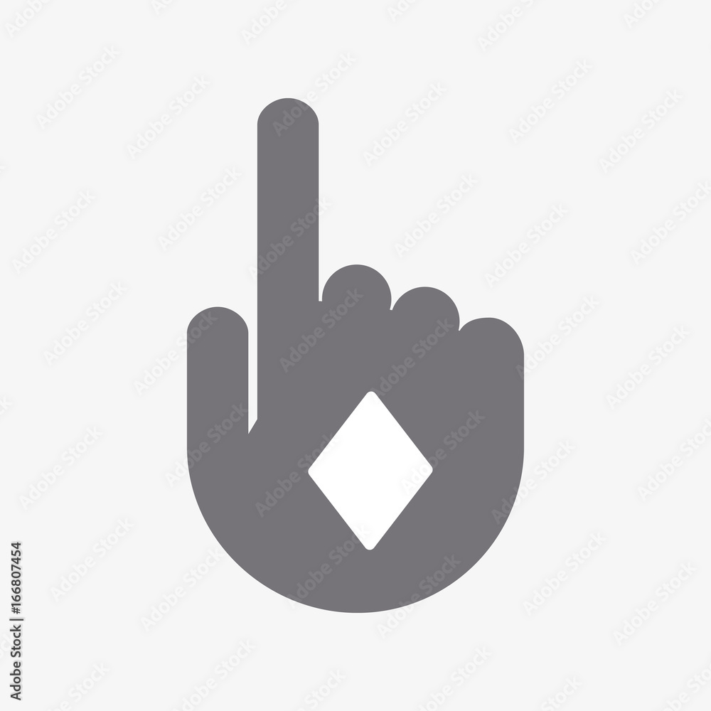 Isolated touching hand with the diamond poker playing card sign Isolated touching hand with the diamond poker playing card sign