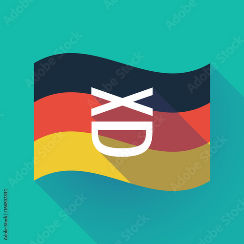 Long shadow Germany flag with   a laughing text face