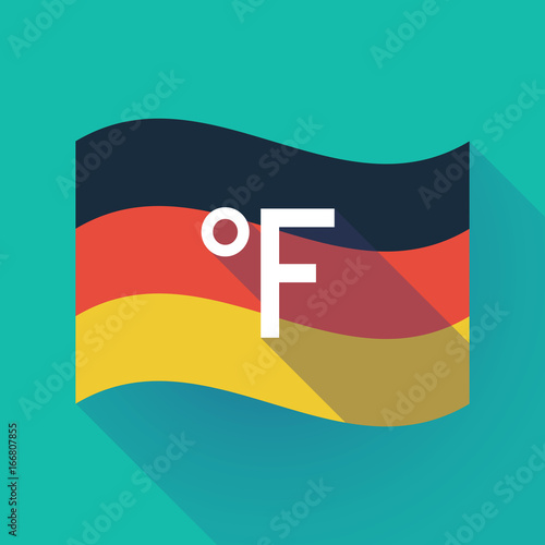 Long shadow Germany flag with  a farenheith degrees sign