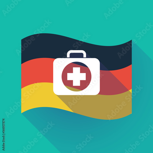 Long shadow Germany flag with  a first aid kit icon