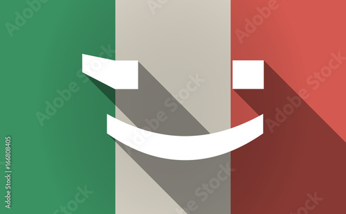 Long shadow Italy flag with  a wink text face emoticon