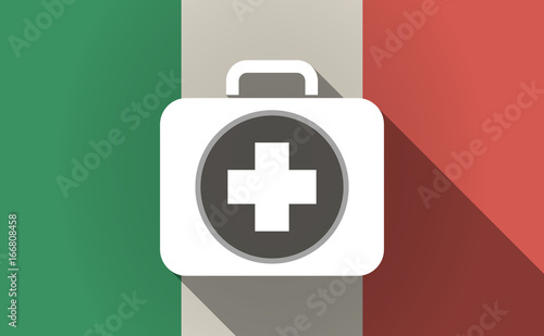Long shadow Italy flag with  a first aid kit icon