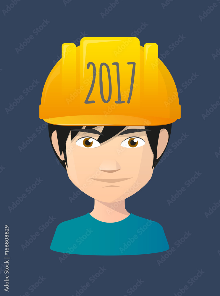 Worker avatar with a 2017 year number icon Worker avatar with a 2017 year number icon