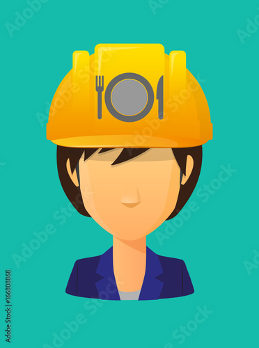 Worker avatar with  a dish, knife and a fork icon