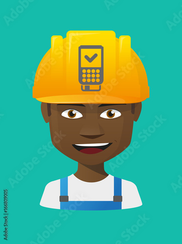 Worker avatar with a dataphone icon