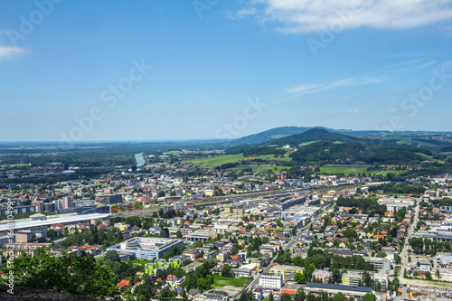Top view of Salzburg, a famous tourist city in Austria