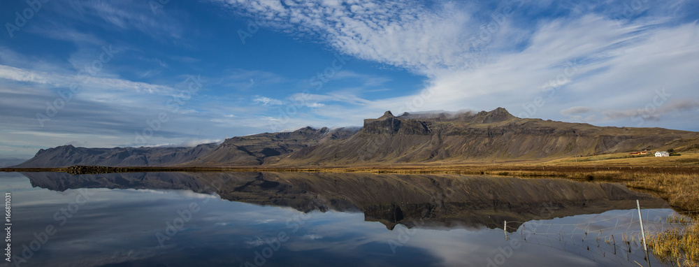 Snæfellsnes Volcano Reflected in a Silent Lake, Iceland Snæfellsnes Volcano Reflected in a Silent Lake, Iceland