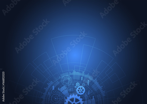 Abstract technology blue glowing connections in space with particles, big data, computer generated abstract background. Vector Illustration