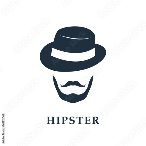 Vector portrait of bearded man wearing hat. Hipster avatar.