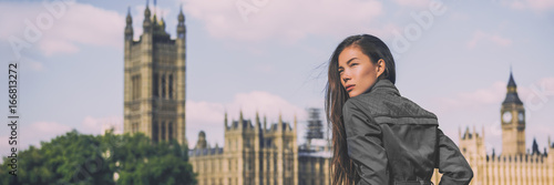 Photography London fashion woman at Westminster banner