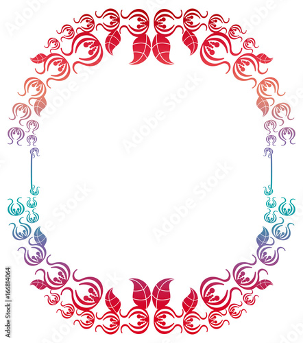 Beautiful gradient round frame. Color silhouette frame for advertisements, wedding and other invitations or greeting cards. Raster clip art.