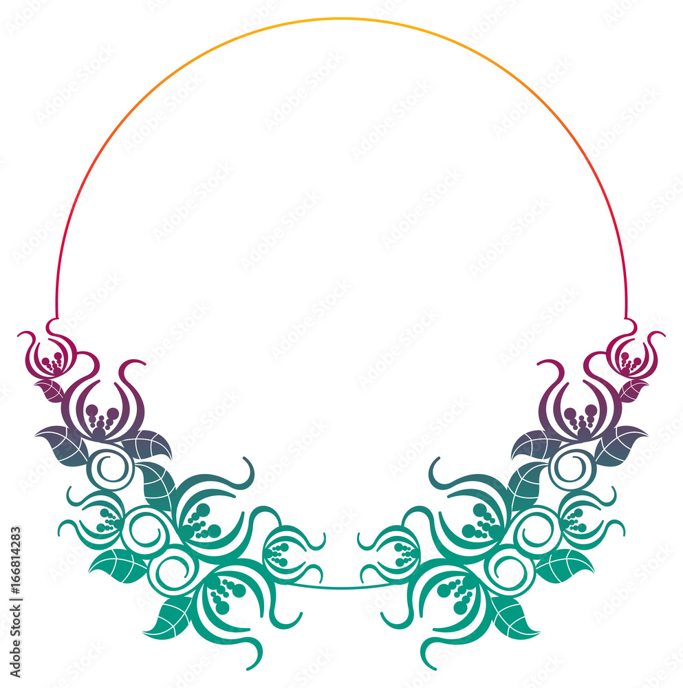 Obraz premium Beautiful gradient round frame. Color silhouette frame for advertisements, wedding and other invitations or greeting cards. Raster clip art.
