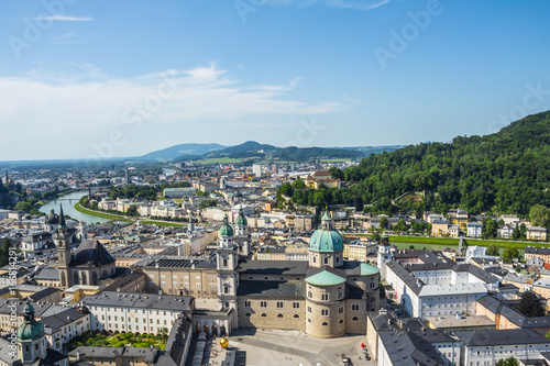 Fototapeta Naklejka Na Ścianę i Meble -  View of Salzburg from the Hohensalzburg Fortress, a famous tourist city in Austria