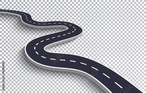 Winding Road Isolated Transparent Special Effect. Road way location infographic template. Vector EPS 10