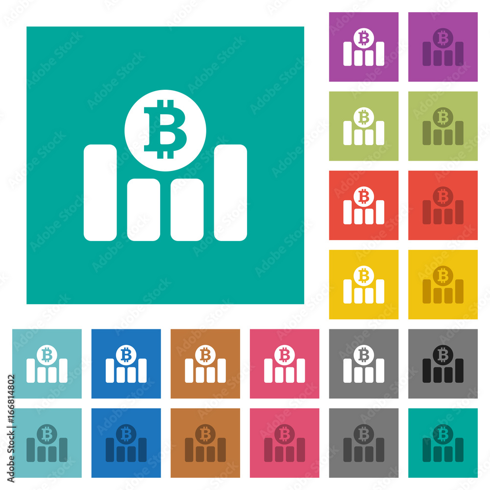 Bitcoin financial graph square flat multi colored icons Bitcoin financial graph square flat multi colored icons