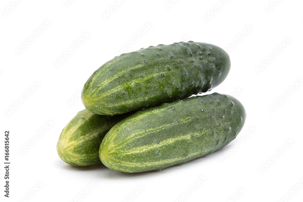 Three cucumbers on a white background Three cucumbers on a white background