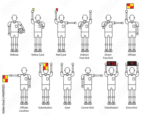 referee football signals icon set.
